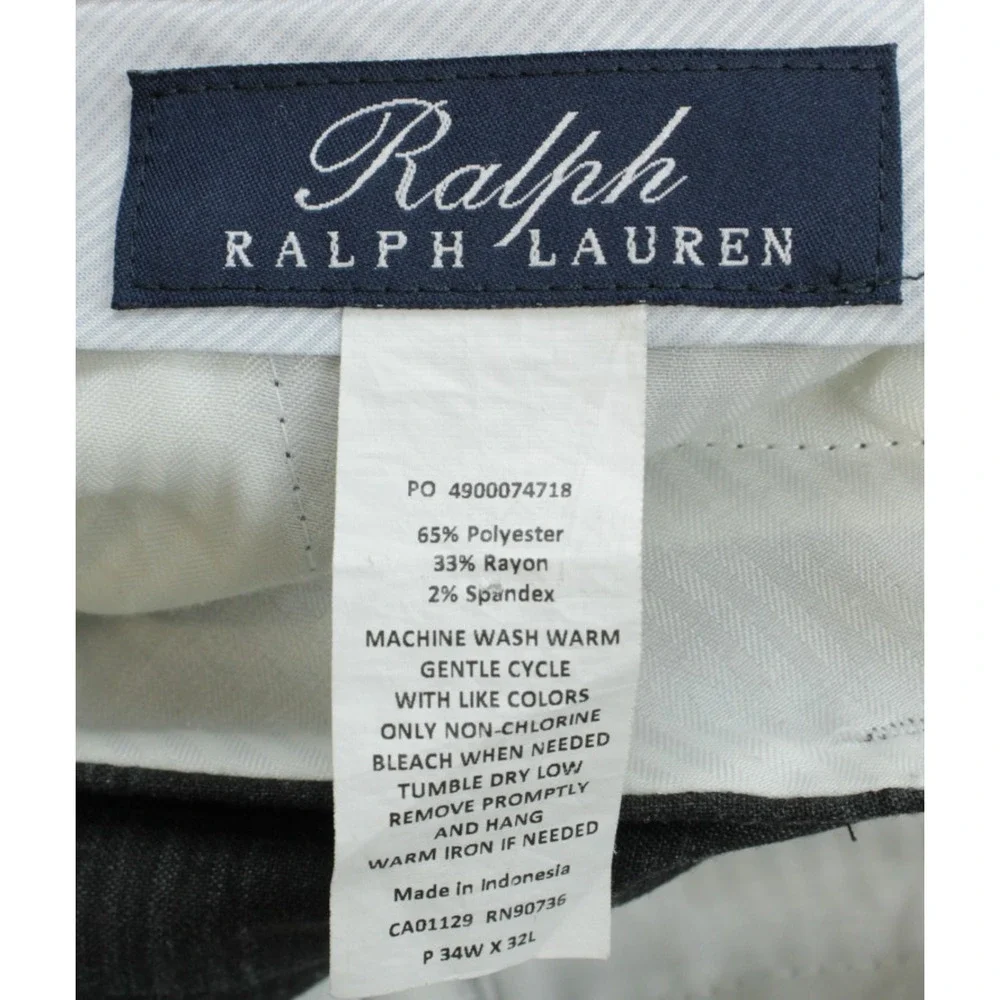 Ralph Lauren Pants Mens 34 x 32 Plaid Stretch Pleated Cuffed‎